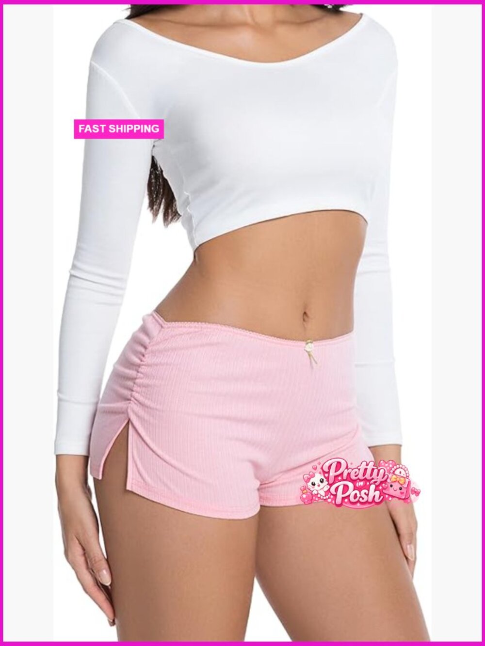 95% Viscose 5% Spandex Low Waist Side Slit Lounge Shorts Sleepwear